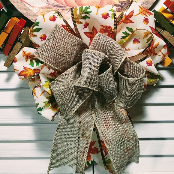 Hand Crafted Fall Clothespin Wreath - Picture 5 of 7